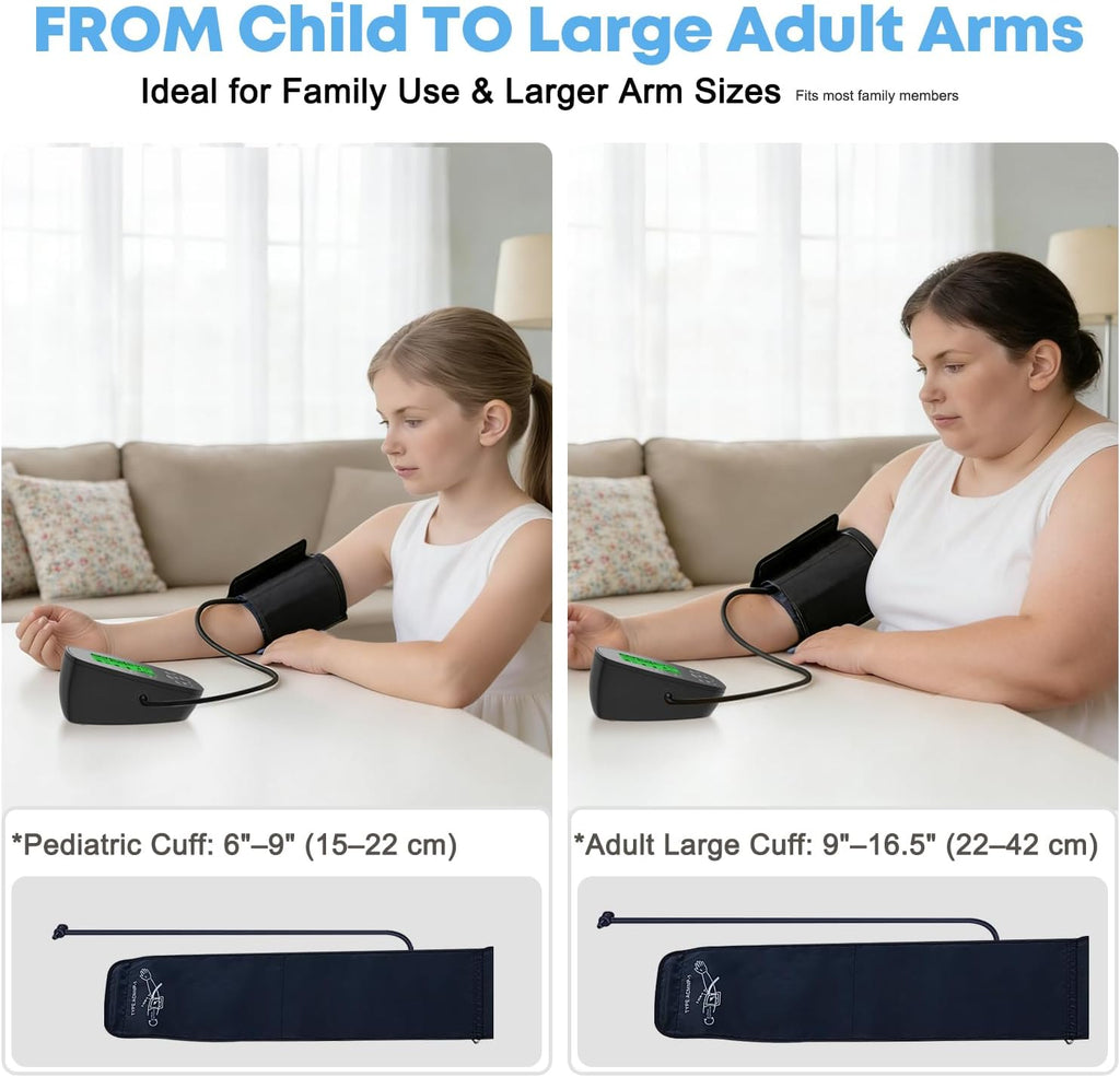 iEarve Upper Arm Blood Pressure Monitor for Home, Wide-Range Cuff, USB Power

