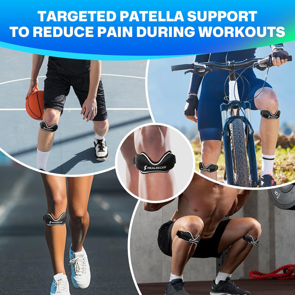 Healrecux Patellar Tendon Support Strap Silicone Non-Slip Patella Knee Band

