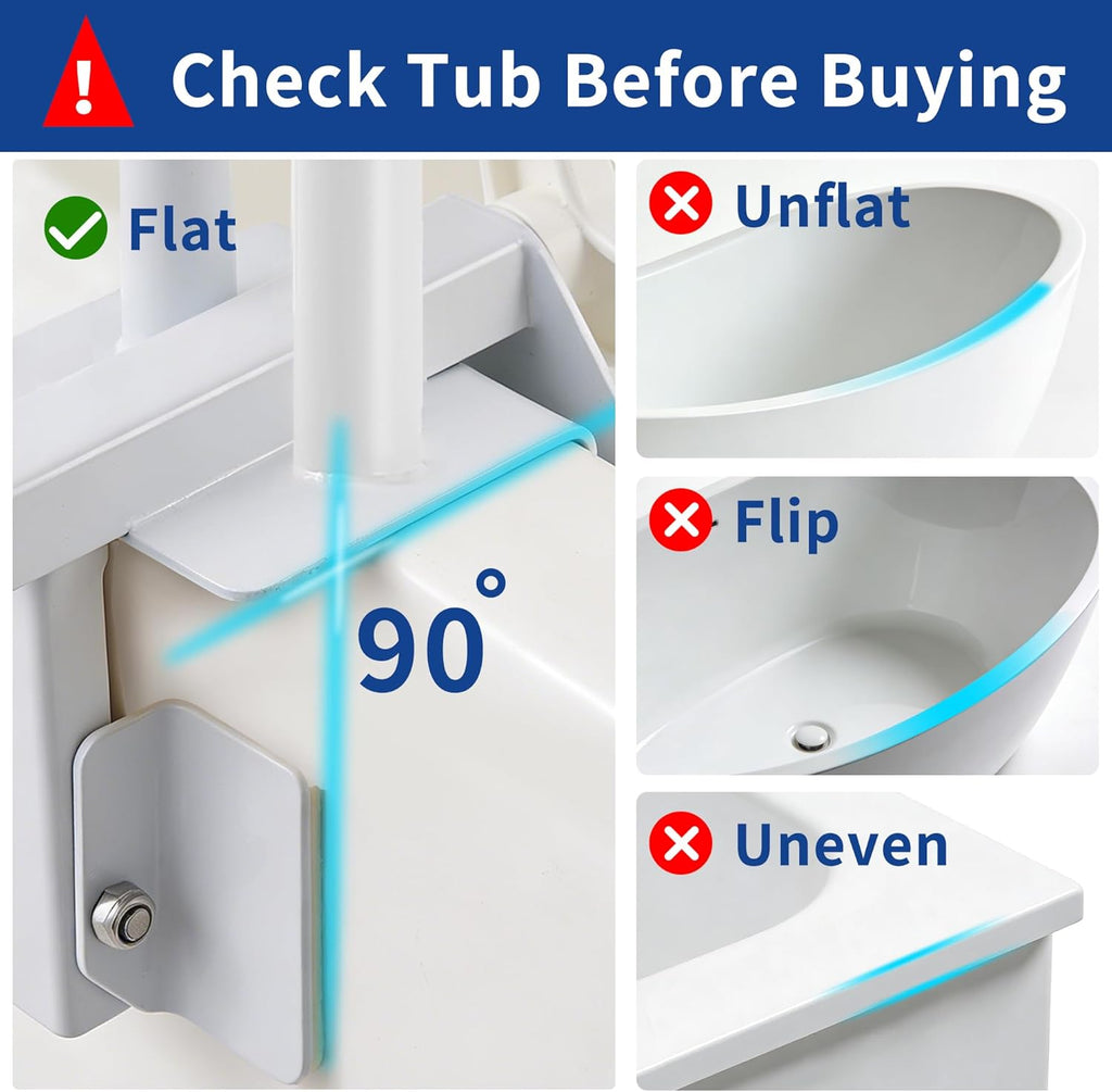 Bathtub Grab Bar for Seniors, Adjustable Safety Rail, Non-Slip Handle

