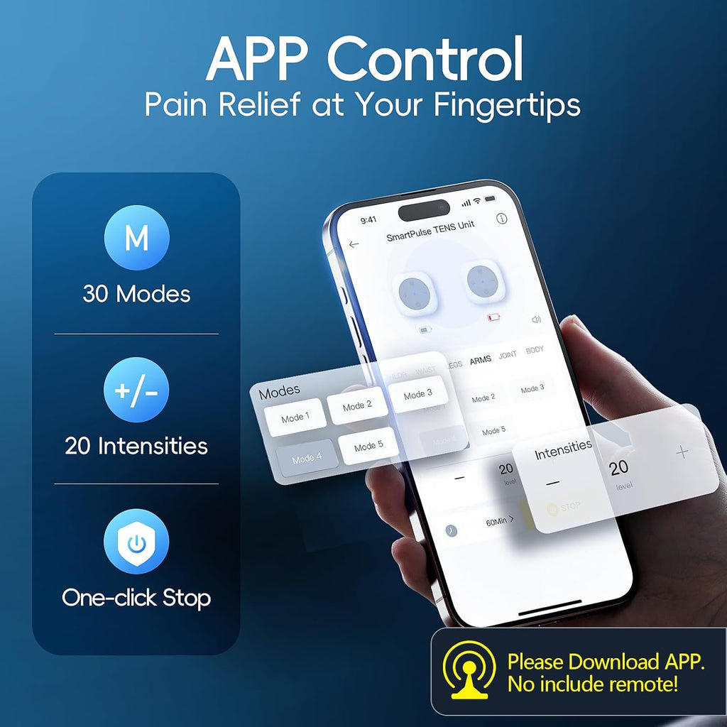 Comfytemp Wireless TENS Unit Muscle Stimulator for Pain Relief, App-Controlled

