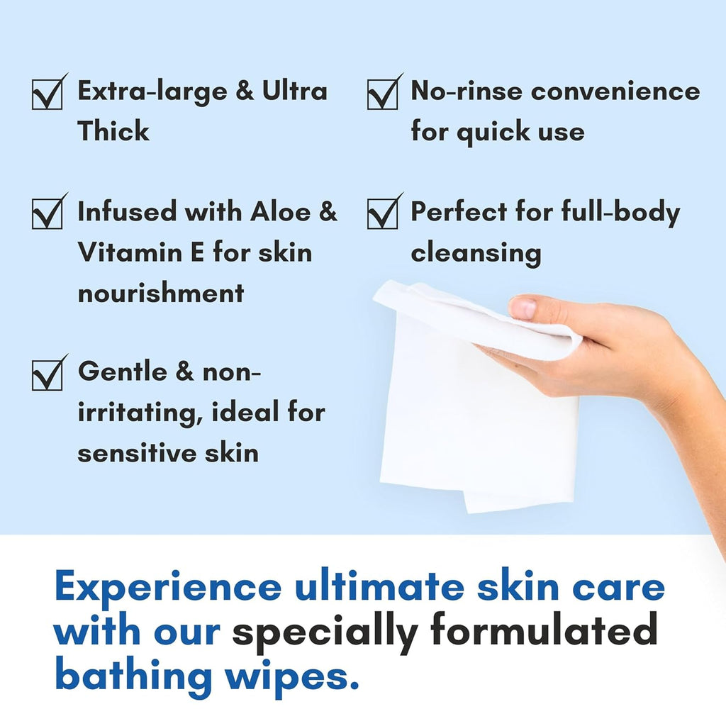 Nurture Rinse Free Bathing Wipes for Adults, Waterless Cleansing Cloths


