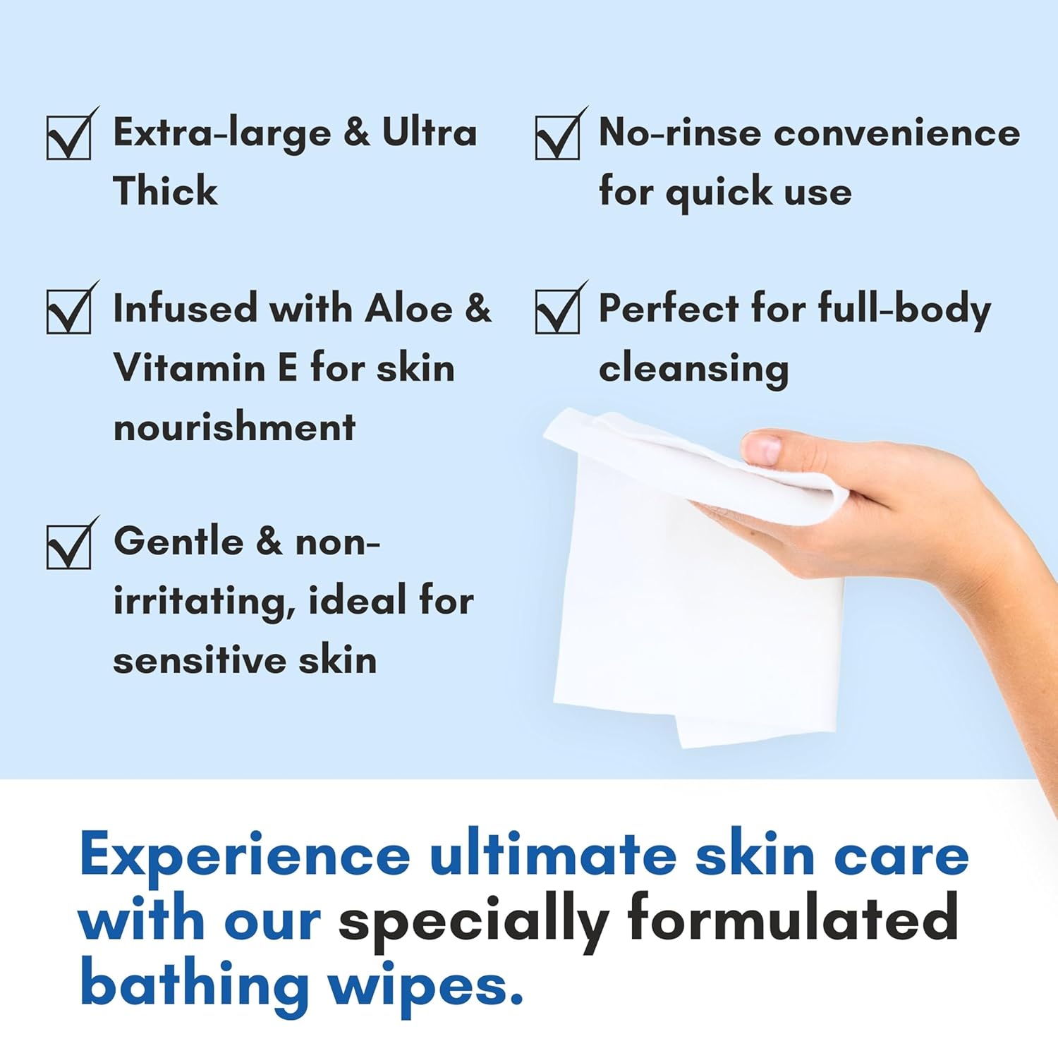 Nurture Rinse Free Bathing Wipes for Adults, Waterless Cleansing Cloths

