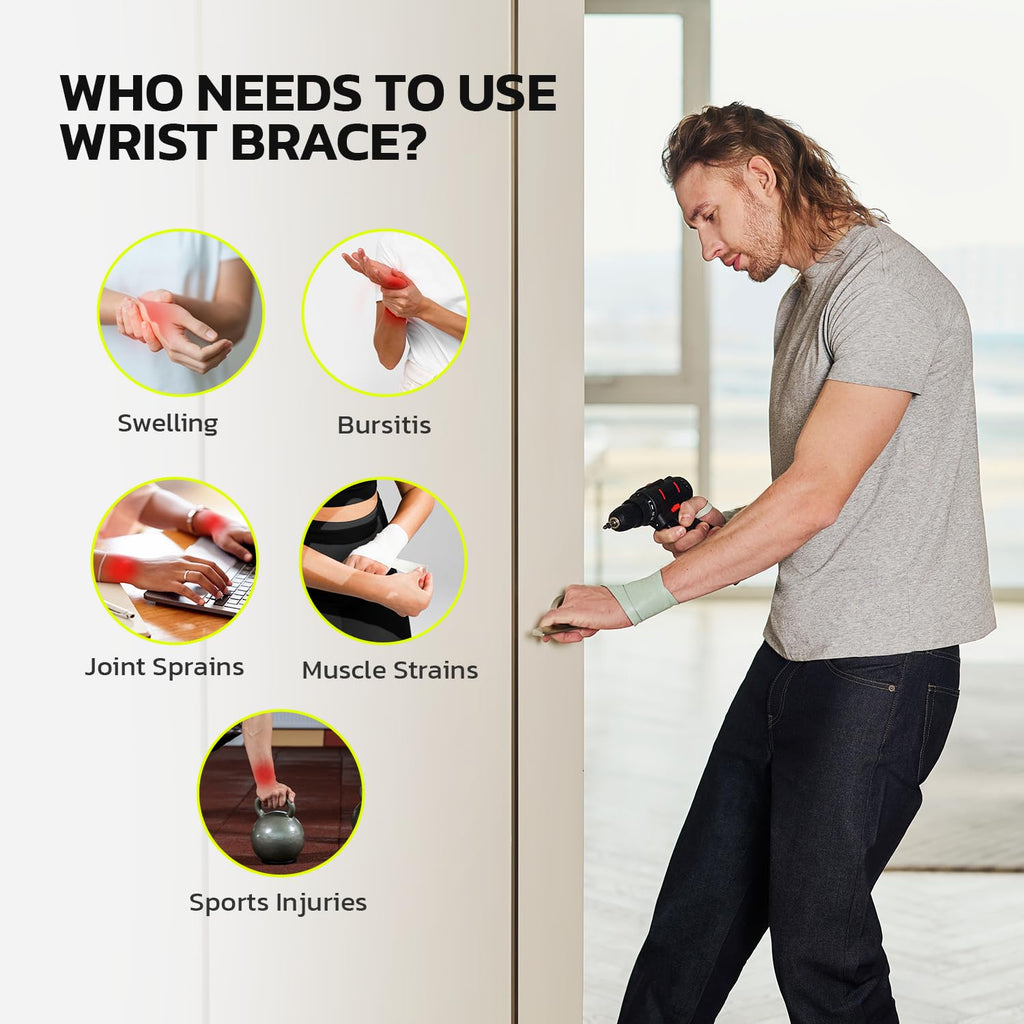 aoFIT Adjustable Wrist Brace for Carpal Tunnel and Tendonitis Support, Anti-Slip

