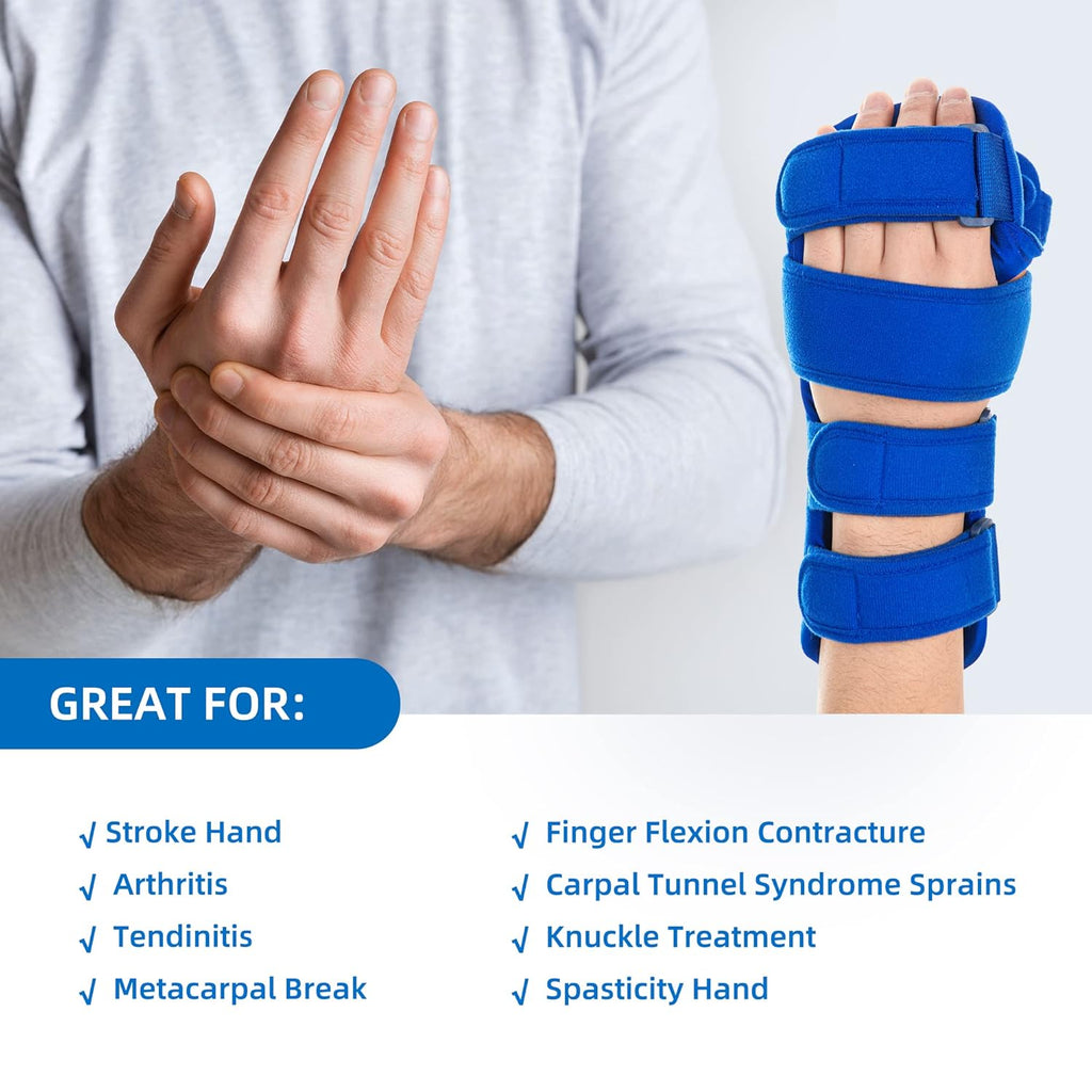 Fanwer Resting Hand Splint for Stroke Recovery, Carpal Tunnel, Arthritis, Tendonitis

