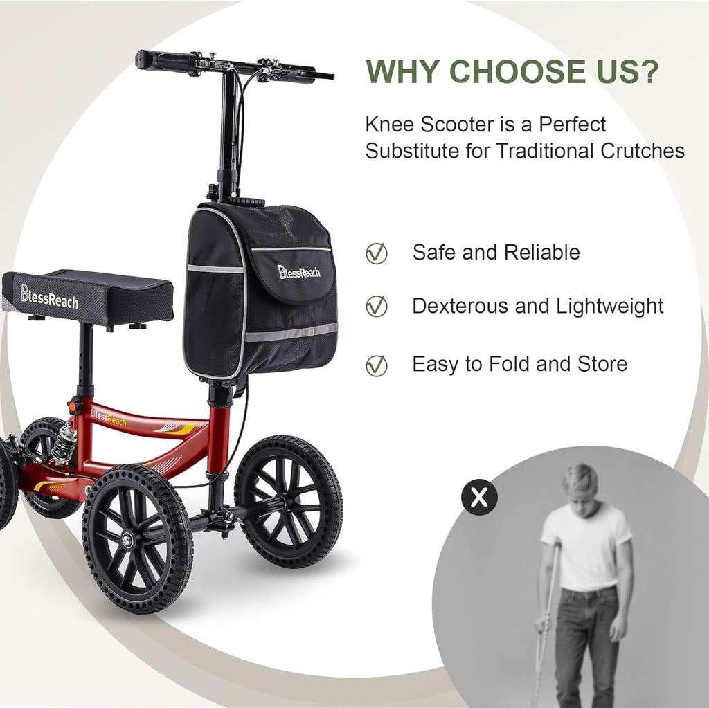 Knee Scooter Knee Walker with Disc Brakes, 350 lb Capacity, All-Terrain Foldable

