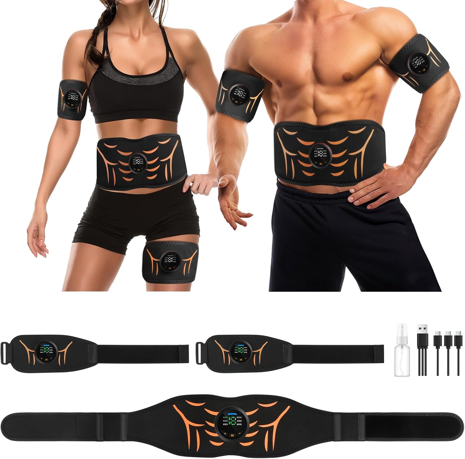 Ab Stimulator Belt EMS Muscle Toner with 6 Modes and 18 Intensity Levels

