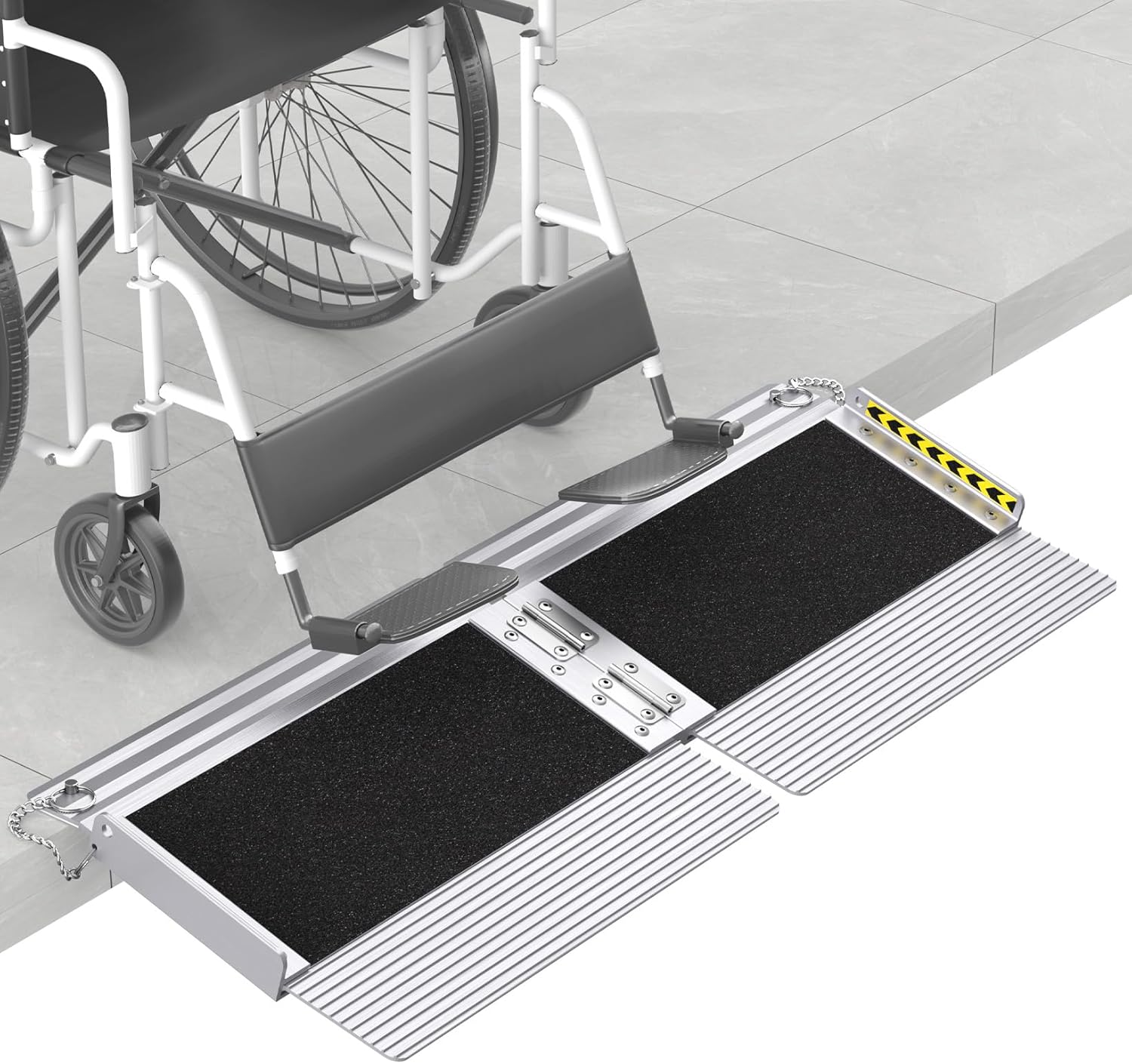 FACHNUO Portable Threshold Wheelchair Ramp with Self-Adjusting Bottom, Non-Slip

