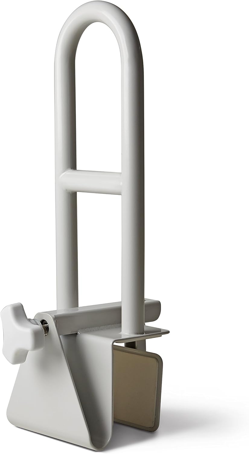 Medline Bathtub Safety Grab Bar Clamp-On Tub Rail with Rubber Pads

