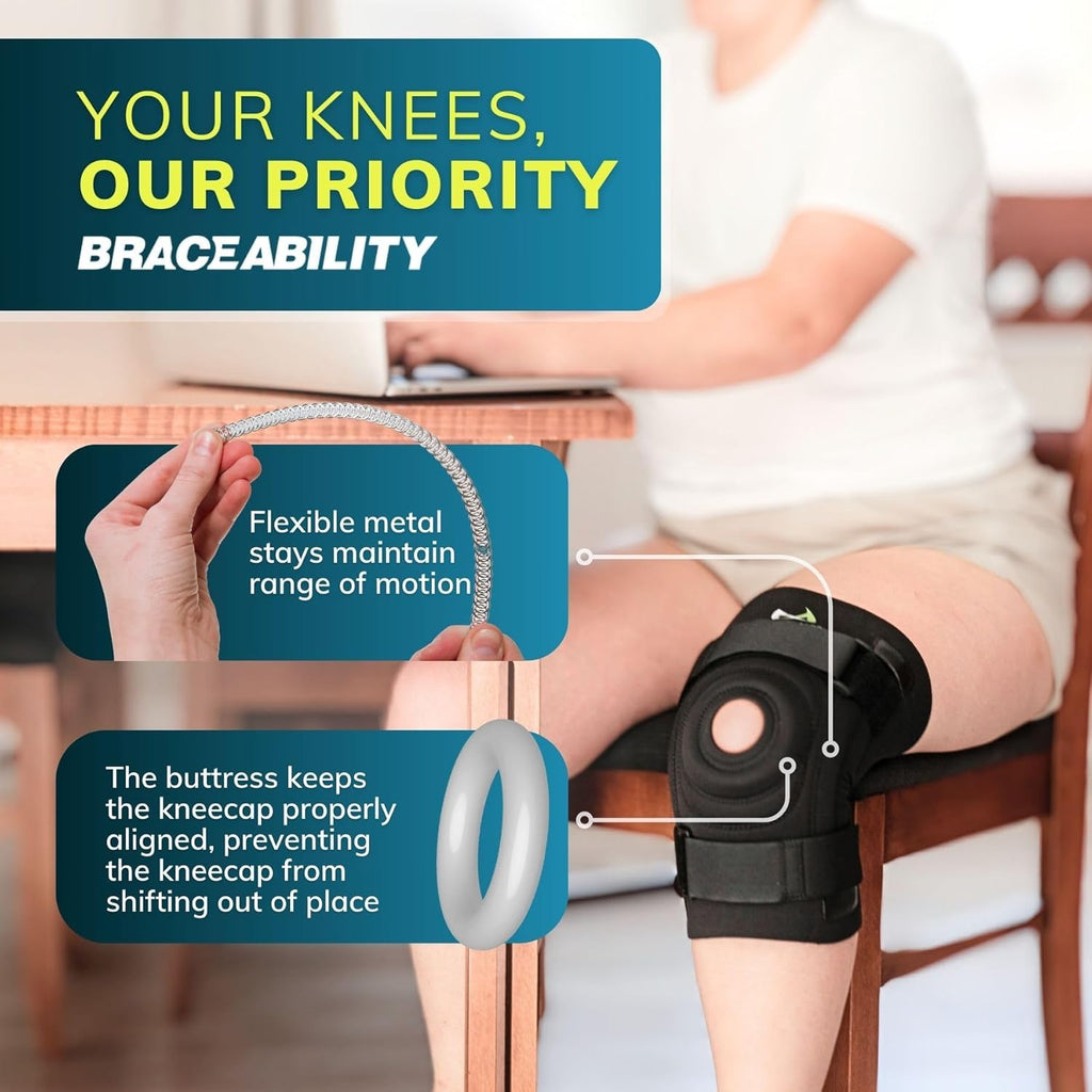 BraceAbility Bariatric Knee Brace with Side Stabilizers for Arthritis and Patellar Tendonitis


