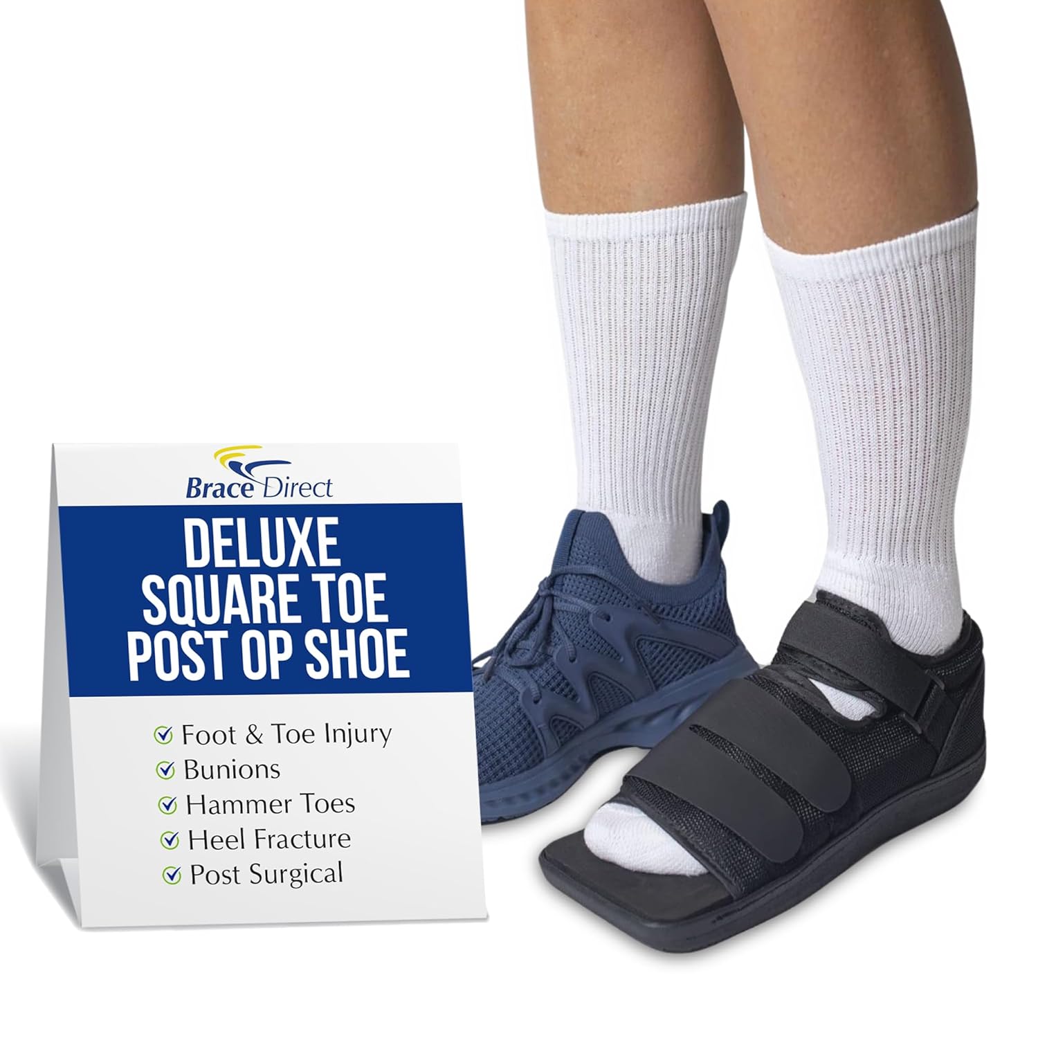 Brace Direct Square Toe Deluxe Post-Op Shoe for Orthopedic Recovery and Fractures

