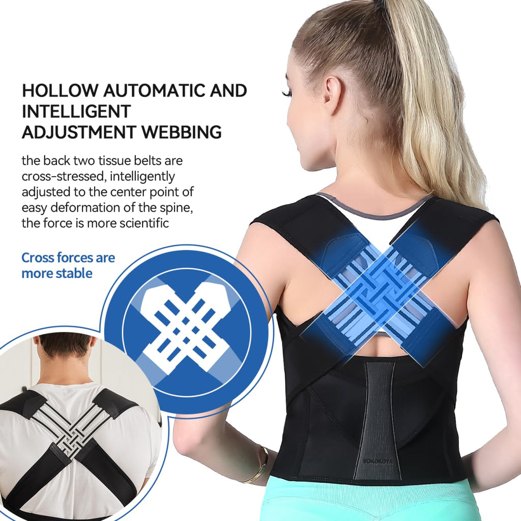 VOKOKOYA Posture Corrector for Women and Men, Adjustable Back Support Brace

