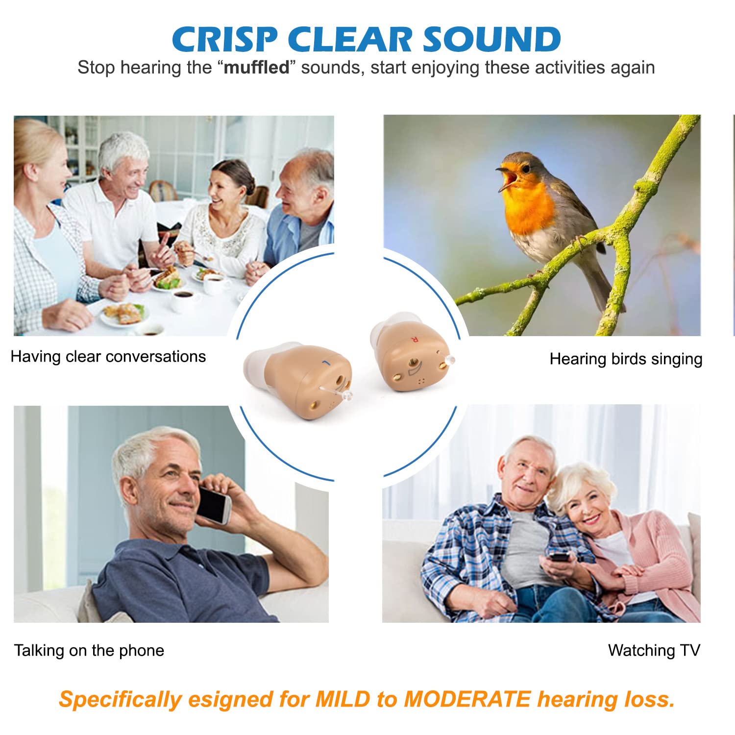 R&L Rechargeable Mini Digital Hearing Amplifier, Invisible In-Ear Sound Assist

