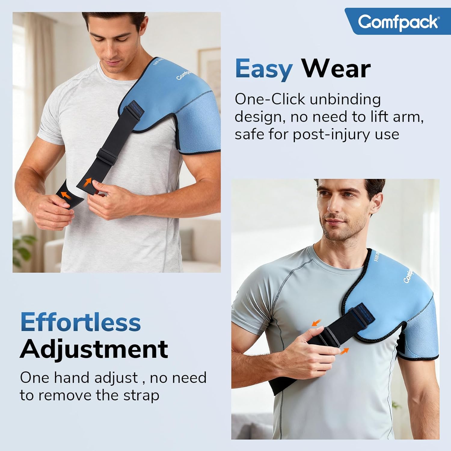 Comfpack Shoulder Ice Pack Wrap with Gel Cold Compression Sleeve for Rotator Cuff

