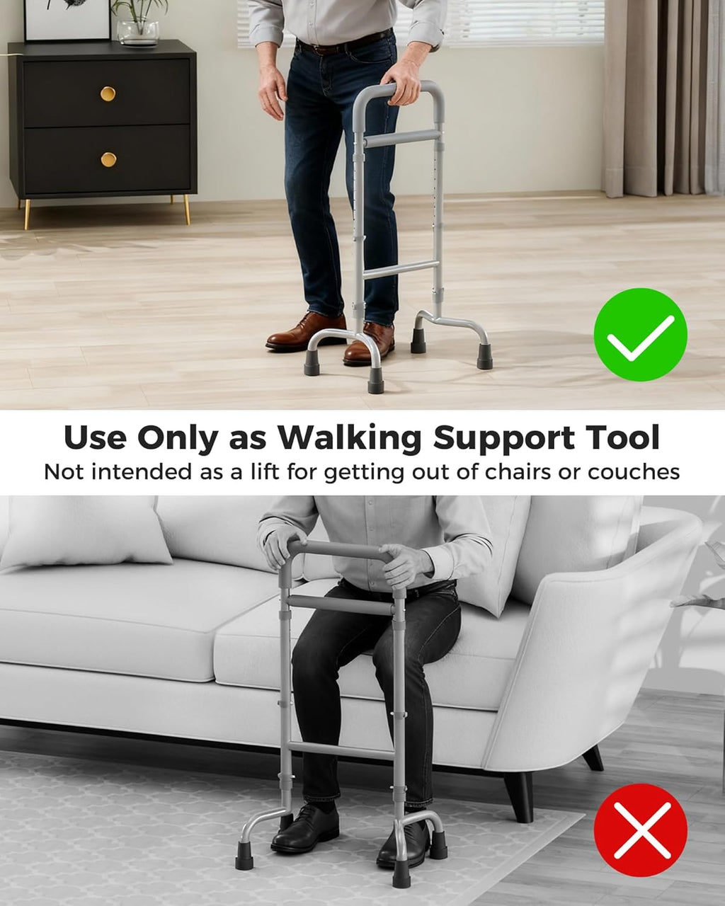 Stand Assist Mobility Aid for Elderly, Height-Adjustable Walking Support

