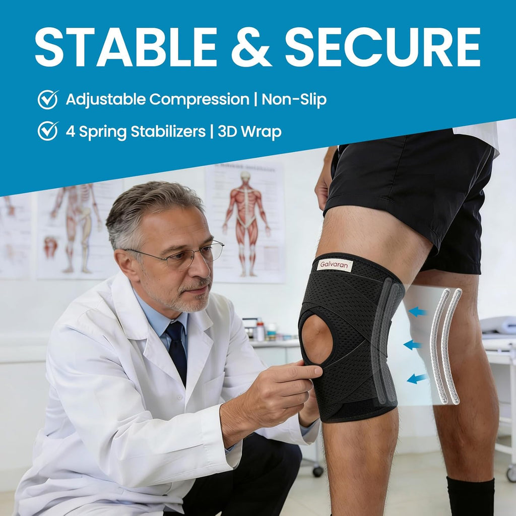 Galvaran Knee Brace with Side Stabilizers for Meniscus, ACL, MCL Support


