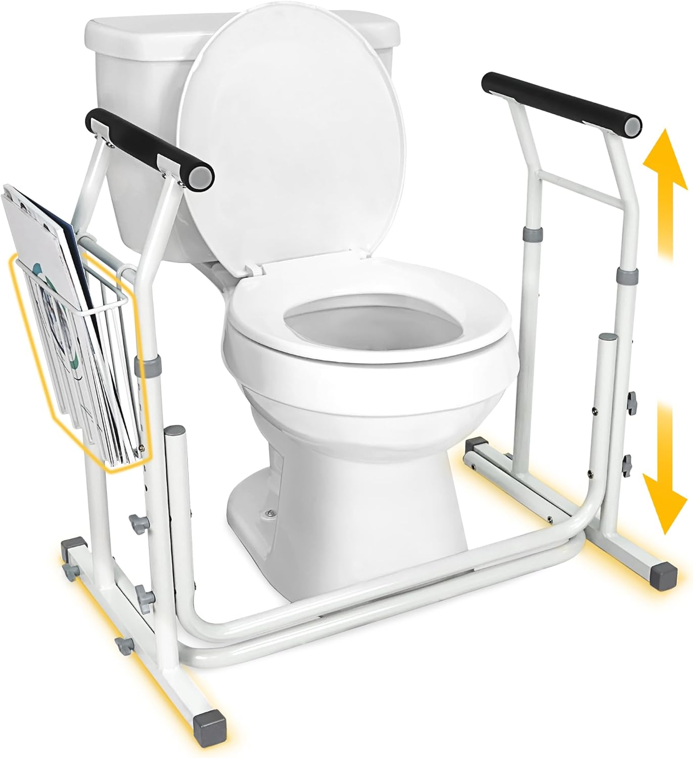 Vaunn Medical Height Adjustable Toilet Rail Grab Bar Safety Frame for Commode

