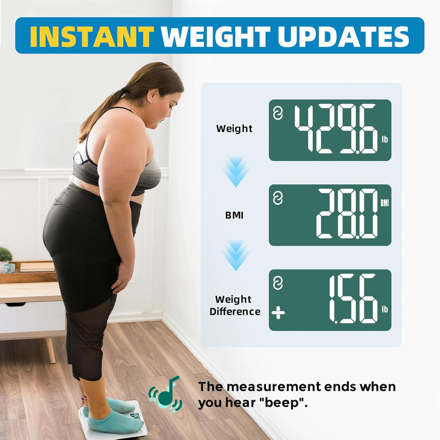 LEPULSE 550 lb Bathroom Digital Scale with BMI, Bluetooth, Tempered Glass, Backlit

