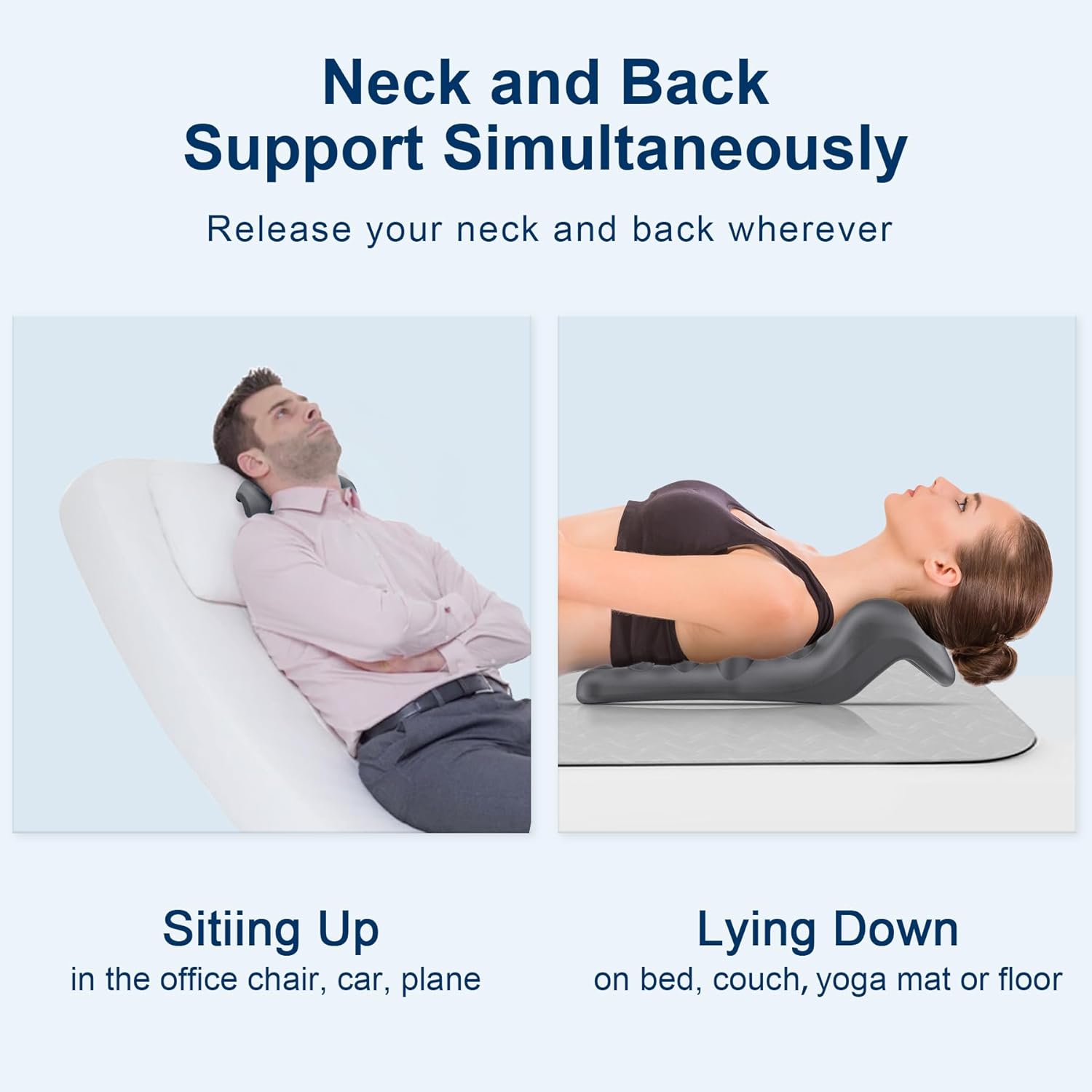 Neck and Shoulder Relaxer Cervical Traction Pillow with Upper Back Massage Point

