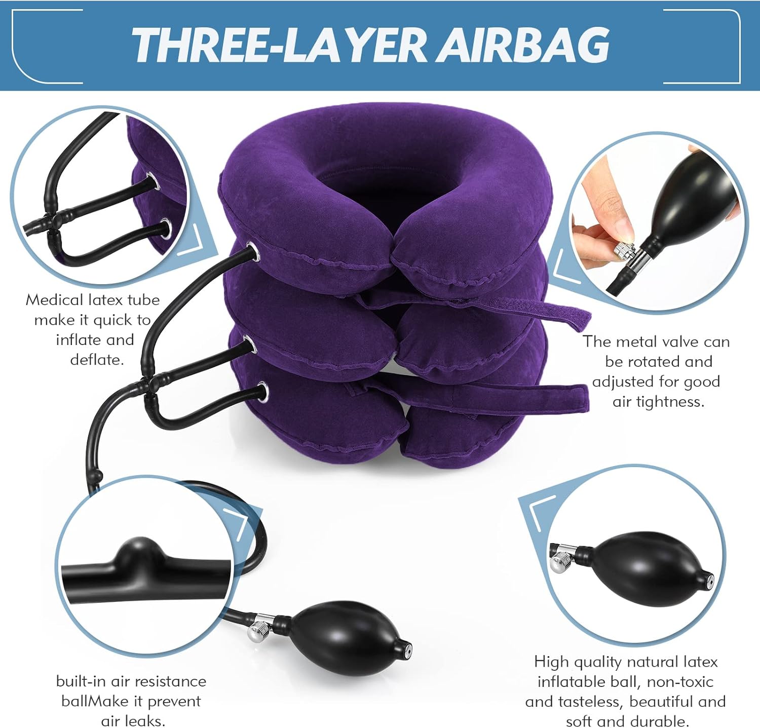 Jaximy Inflatable Cervical Traction Neck Brace for Neck Pain Relief Home Use

