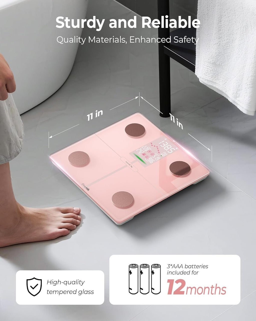 Ovutek Smart Body Weight Scale with BMI, Body Fat, Muscle Mass, Bluetooth App Sync

