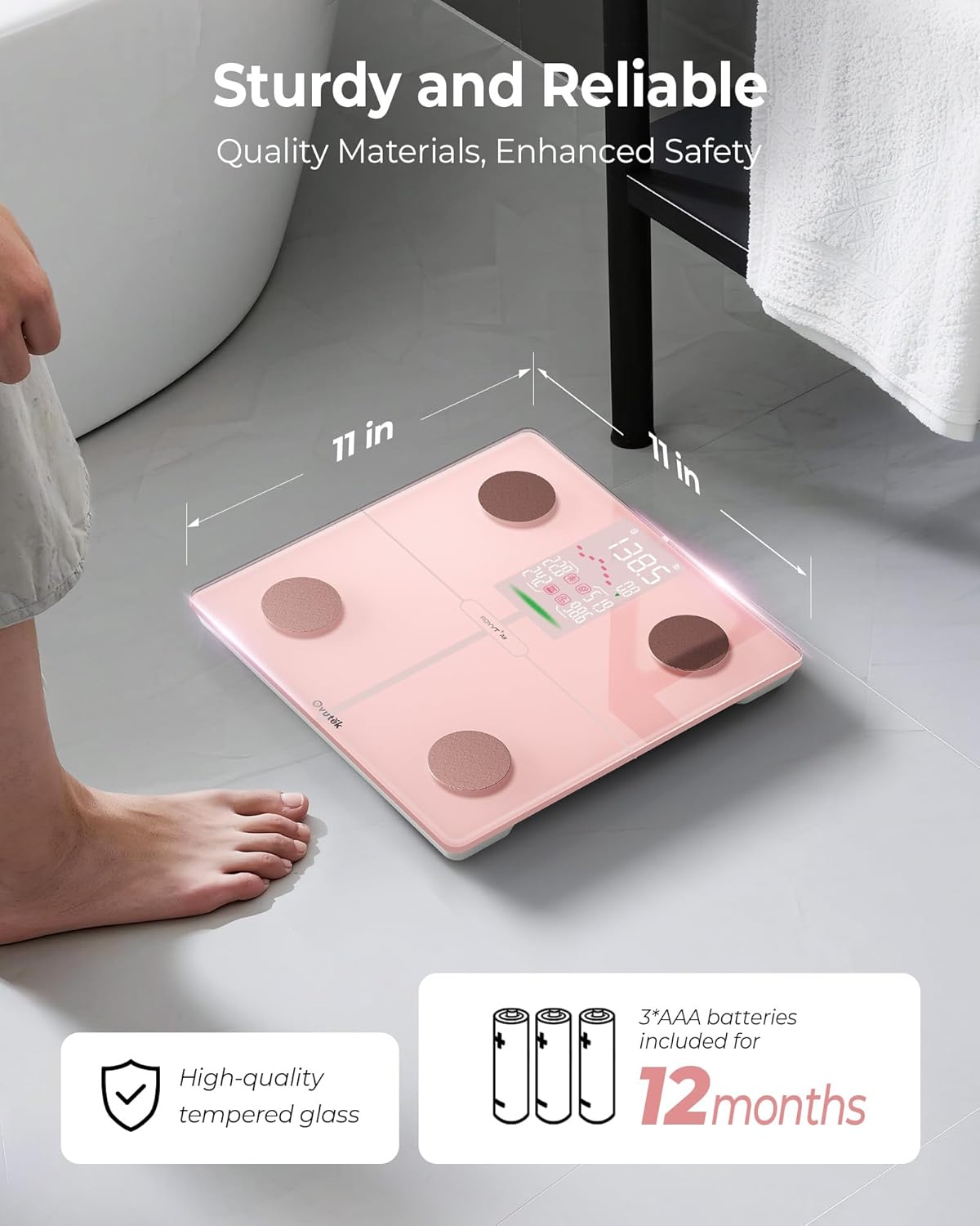 Ovutek Smart Body Weight Scale with BMI, Body Fat, Muscle Mass, Bluetooth App Sync

