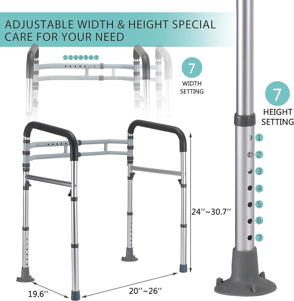 Lianjindun Adjustable Toilet Safety Rails with Armrests, Foldable Support Bars

