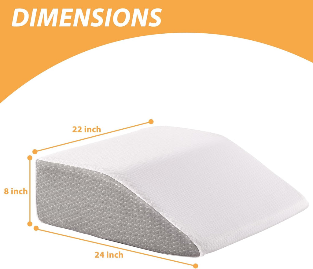 Bedluxe Leg Elevation Wedge Pillow for Swelling, Memory Foam Leg Rest, 8 in

