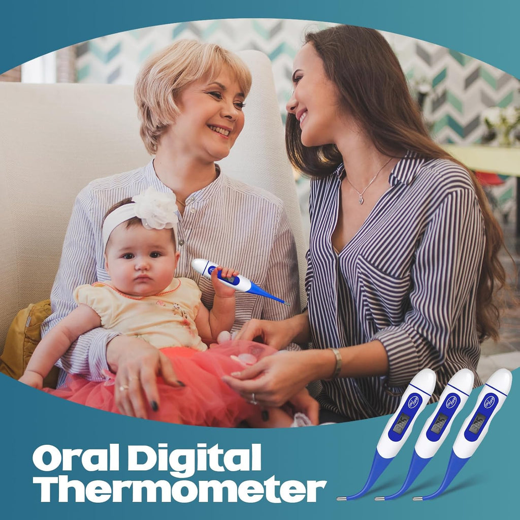 TrelaCo Digital Oral Thermometer for Adults, Flexible Tip Fever Basal Body

