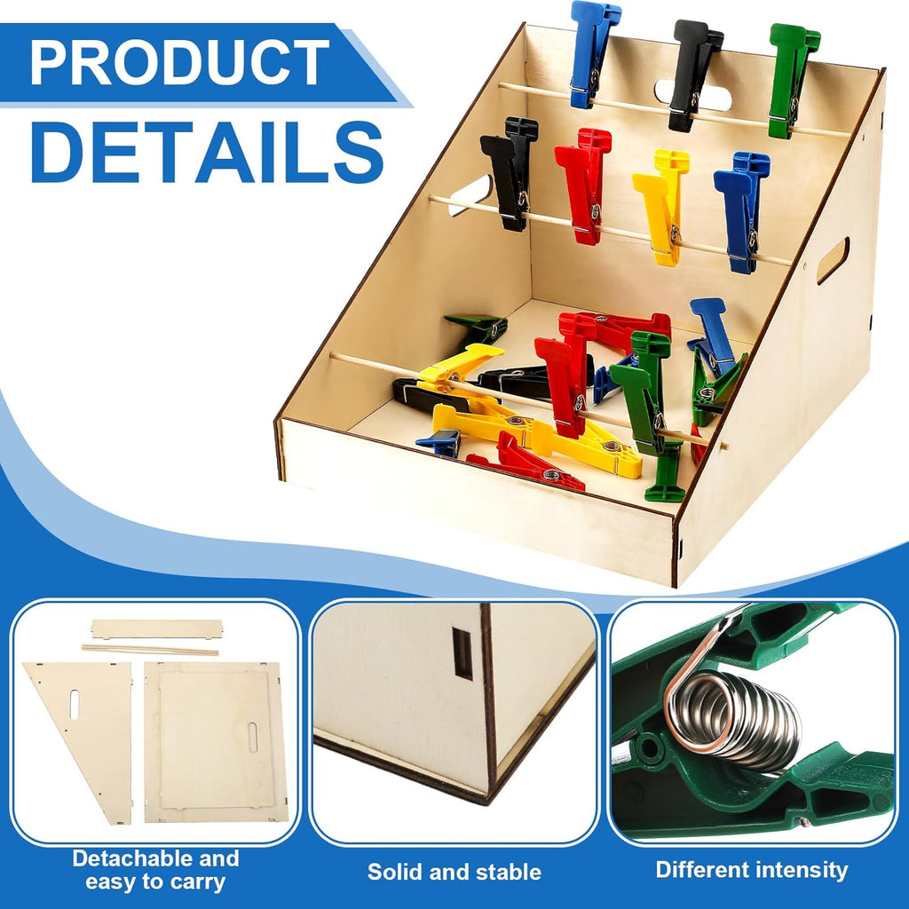 Poen 25-Piece Graded Pinch Finger Exerciser Set with Wooden Storage Stand

