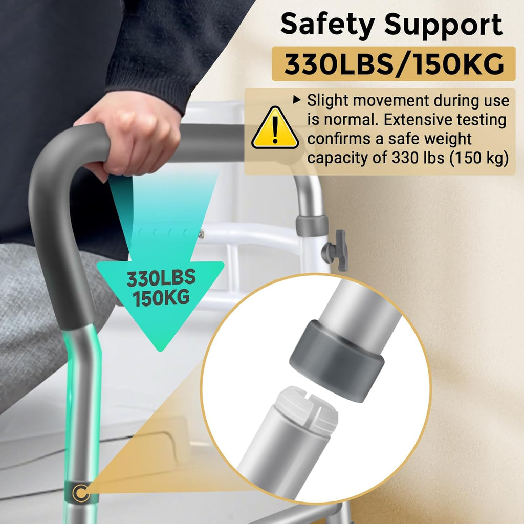 Adjustable Toilet Safety Rails, Foldable Grab Bar Handles, Aluminum Frame

