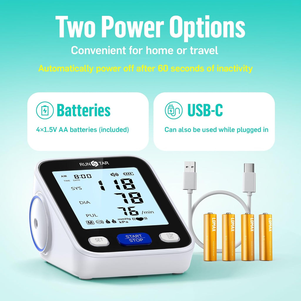 RunStar Upper Arm Automatic Digital Blood Pressure Monitor Wide Range Cuff

