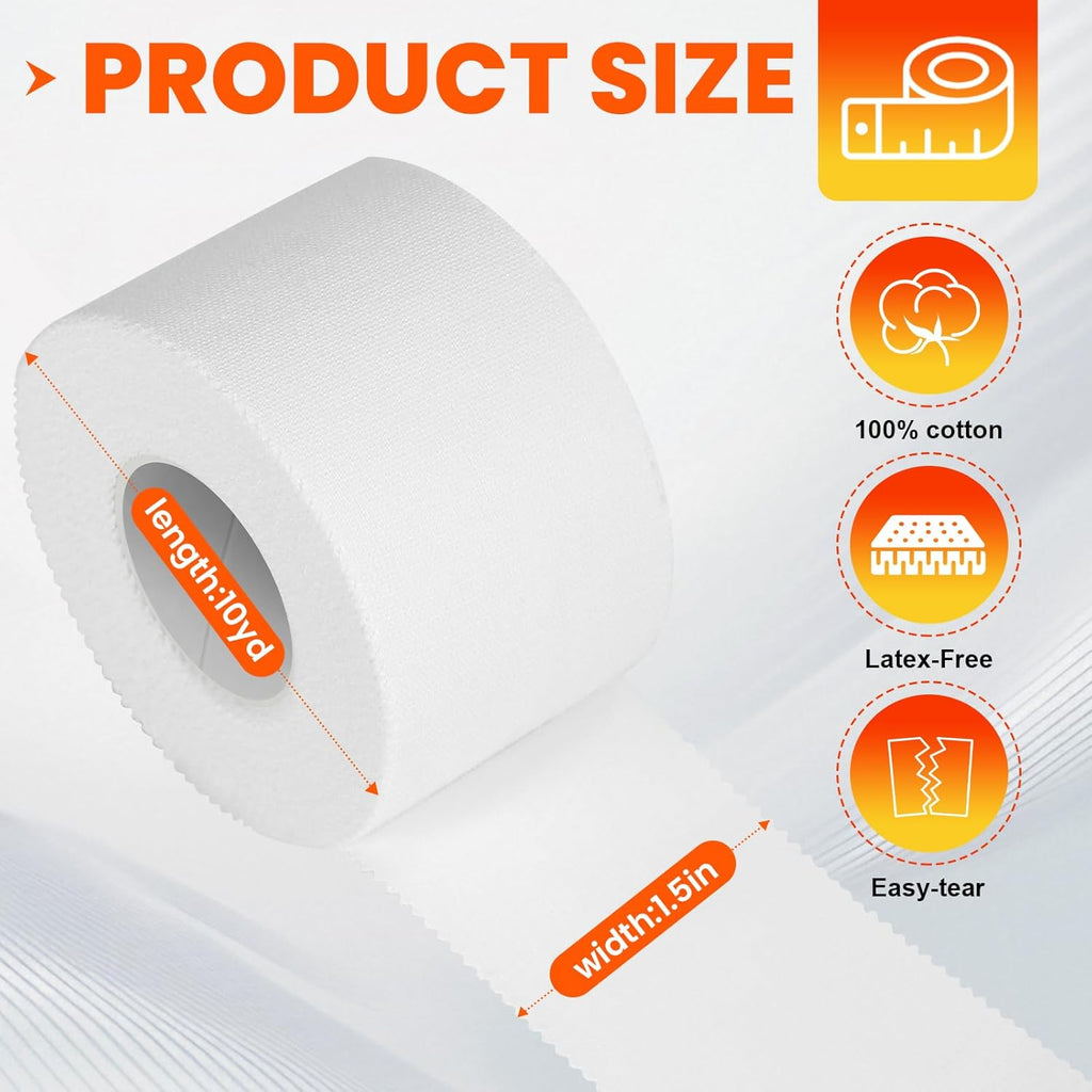 Athletic Sports Tape, White Cotton Non-Elastic Wrist and Ankle Support

