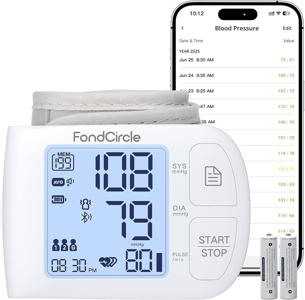Wrist Blood Pressure Monitor Bluetooth Automatic Cuff, Talking Digital with App

