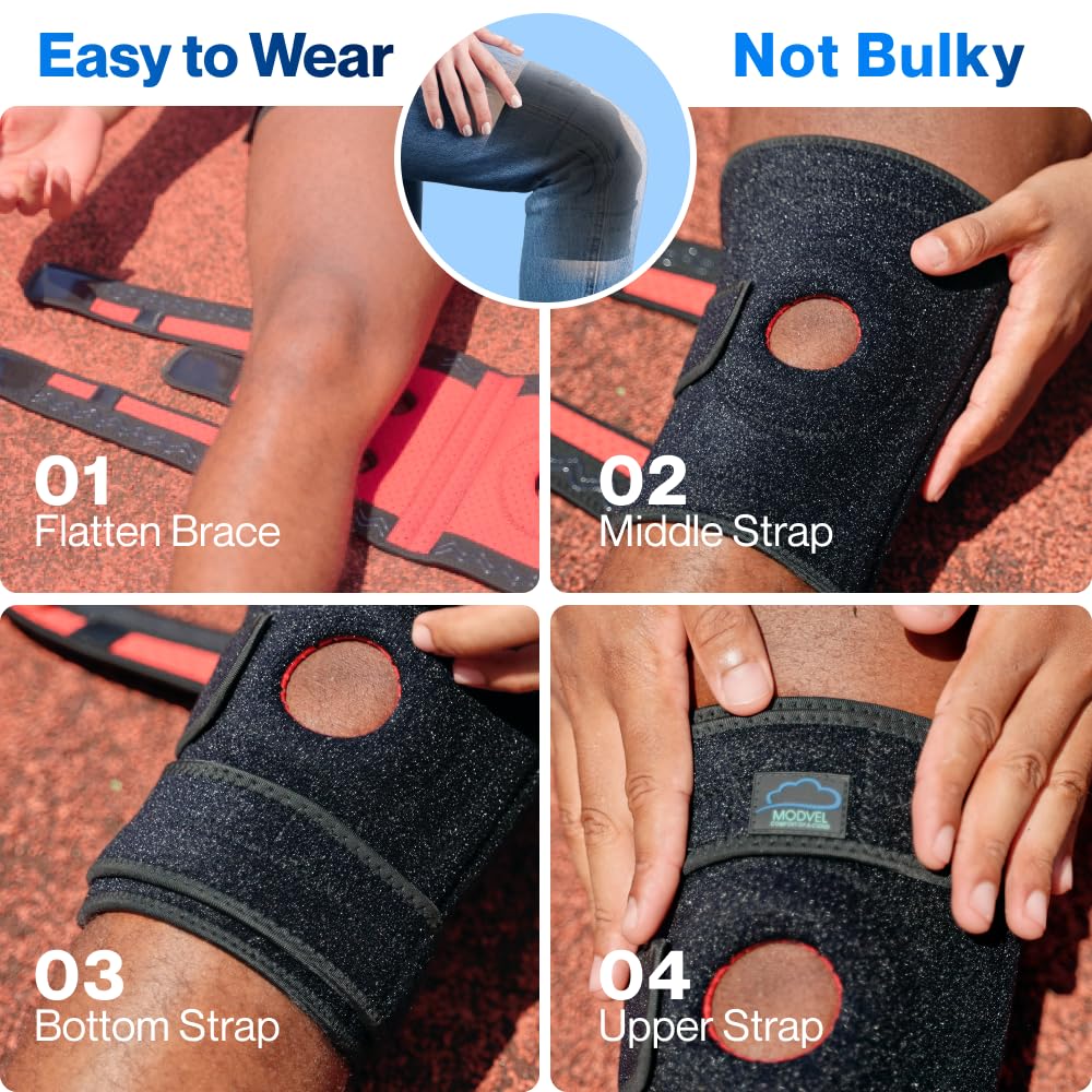 Modvel Elite Knee Brace with Patella Gel Pads and Side Stabilizers for ACL Support

