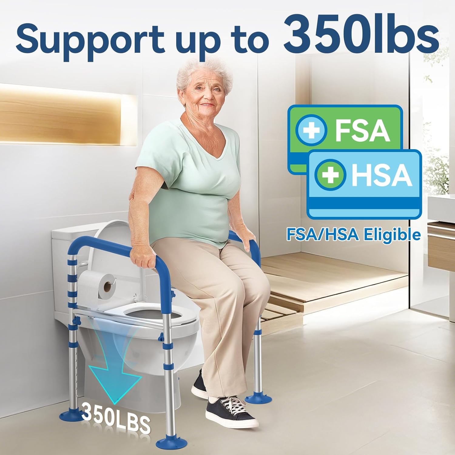 Loyoda Adjustable Foldable Toilet Safety Rails for Seniors, Elderly & Disabled

