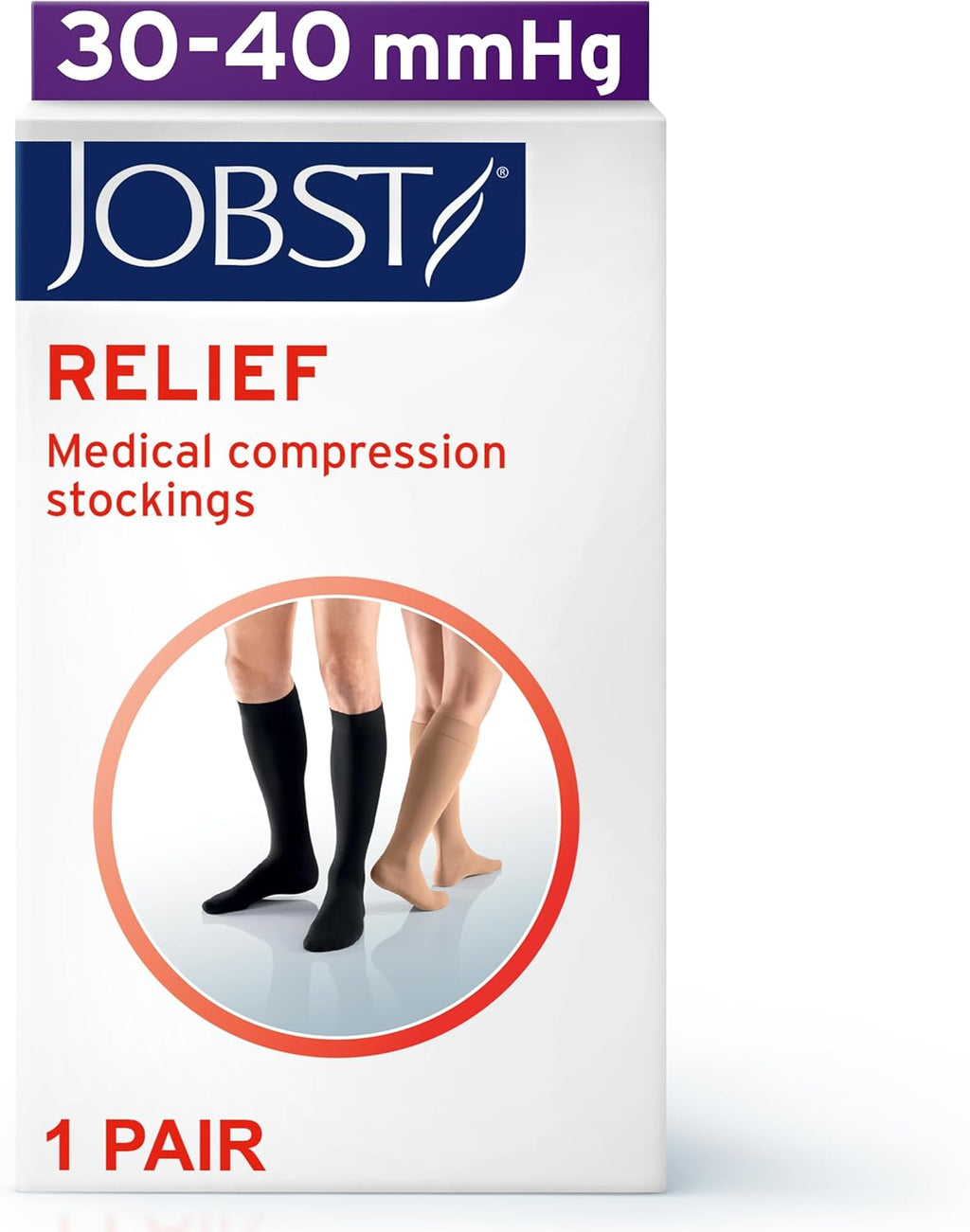 JOBST Relief Knee High Graduated Compression Socks 30-40 mmHg Closed Toe Unisex


