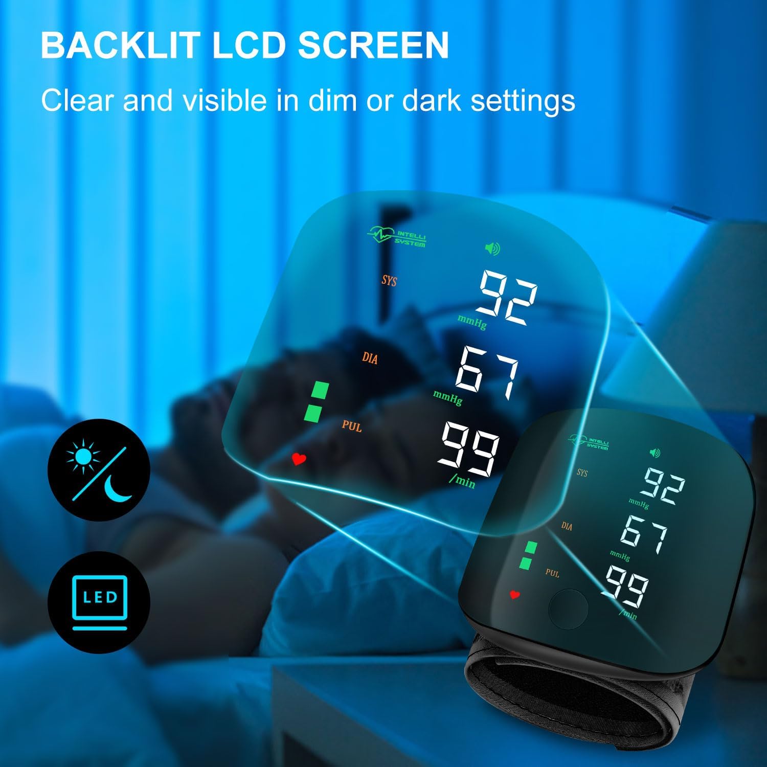 Rechargeable Wrist Blood Pressure Monitor with Digital Display and Voice Broadcast

