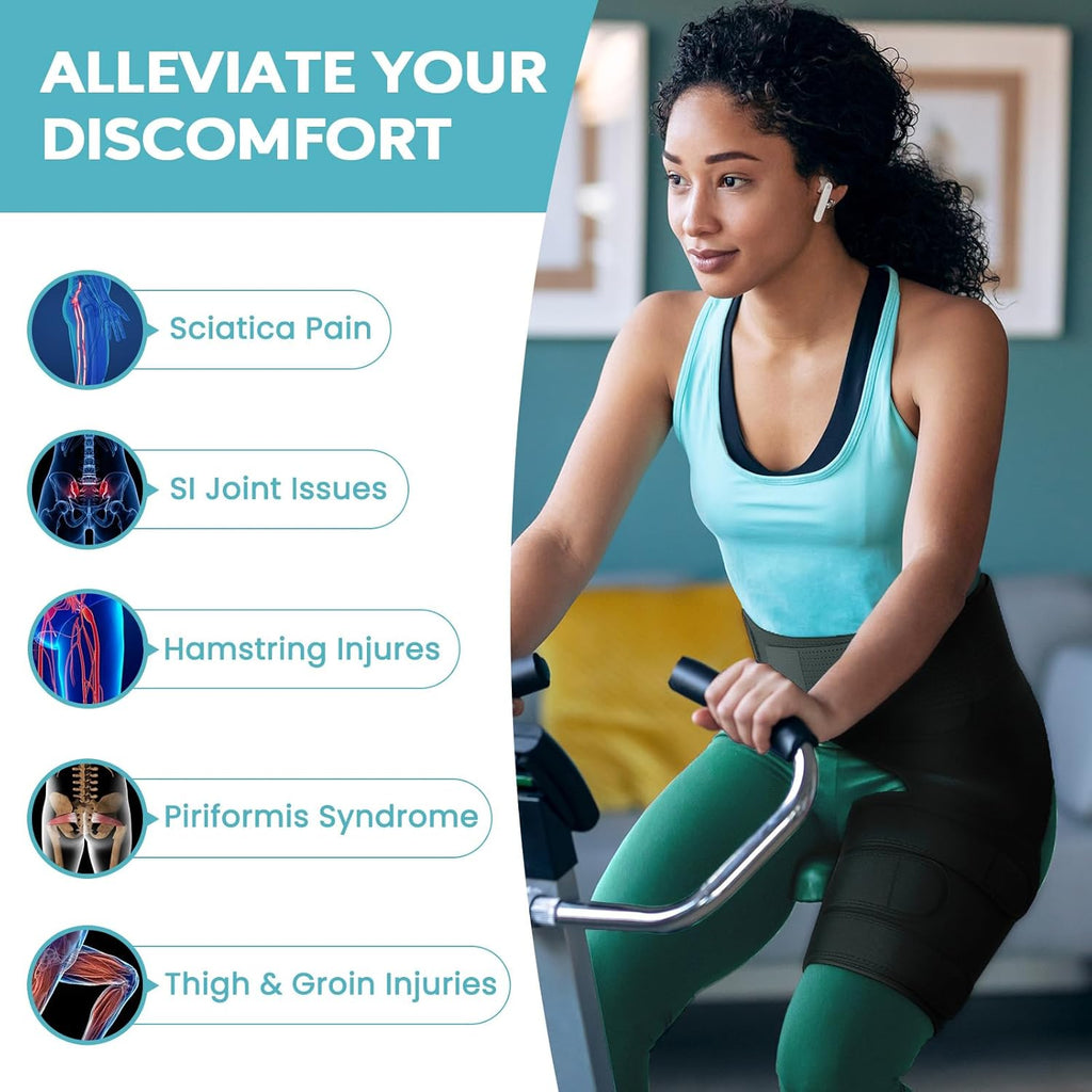 Hip Brace for Sciatica Pain Relief, Adjustable Hip Flexor and Hamstring Compression


