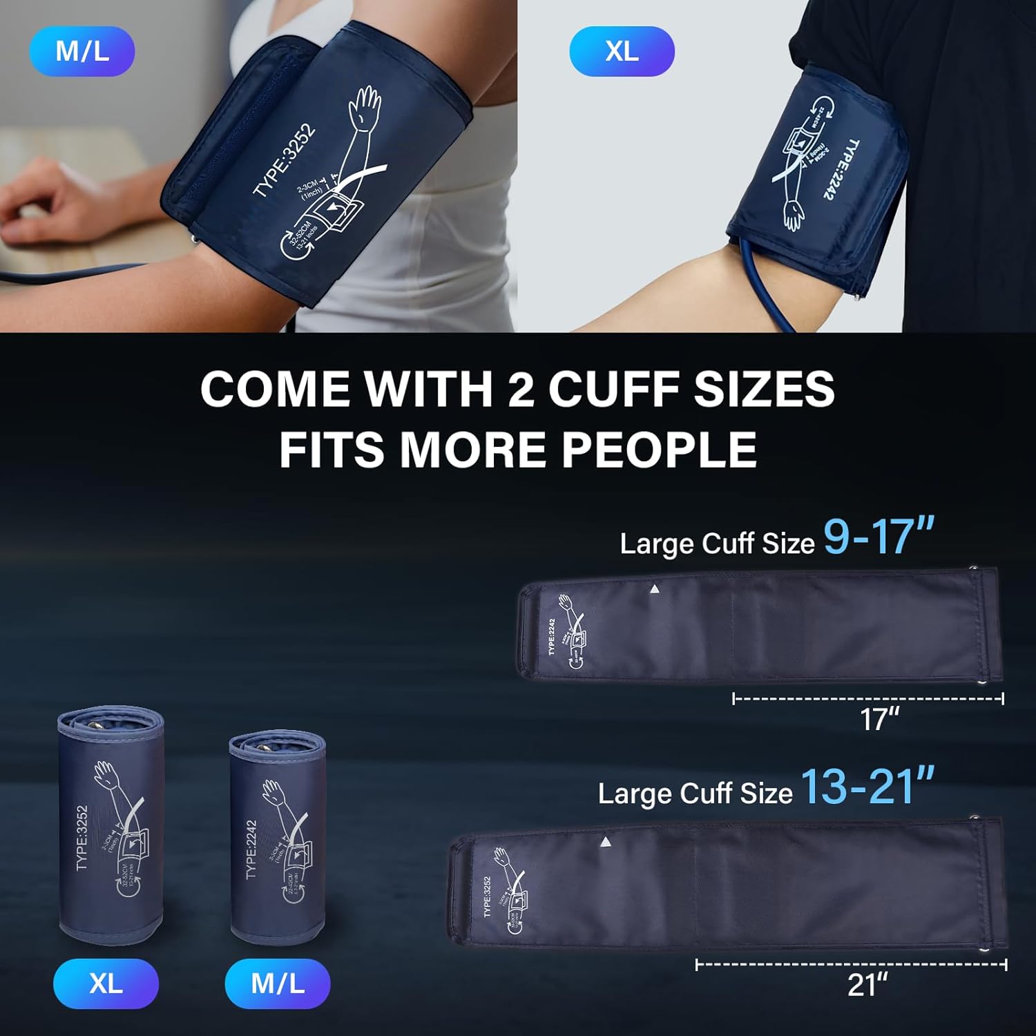 Automatic Upper Arm Blood Pressure Monitor for Home, Triple User, Large LED Screen

