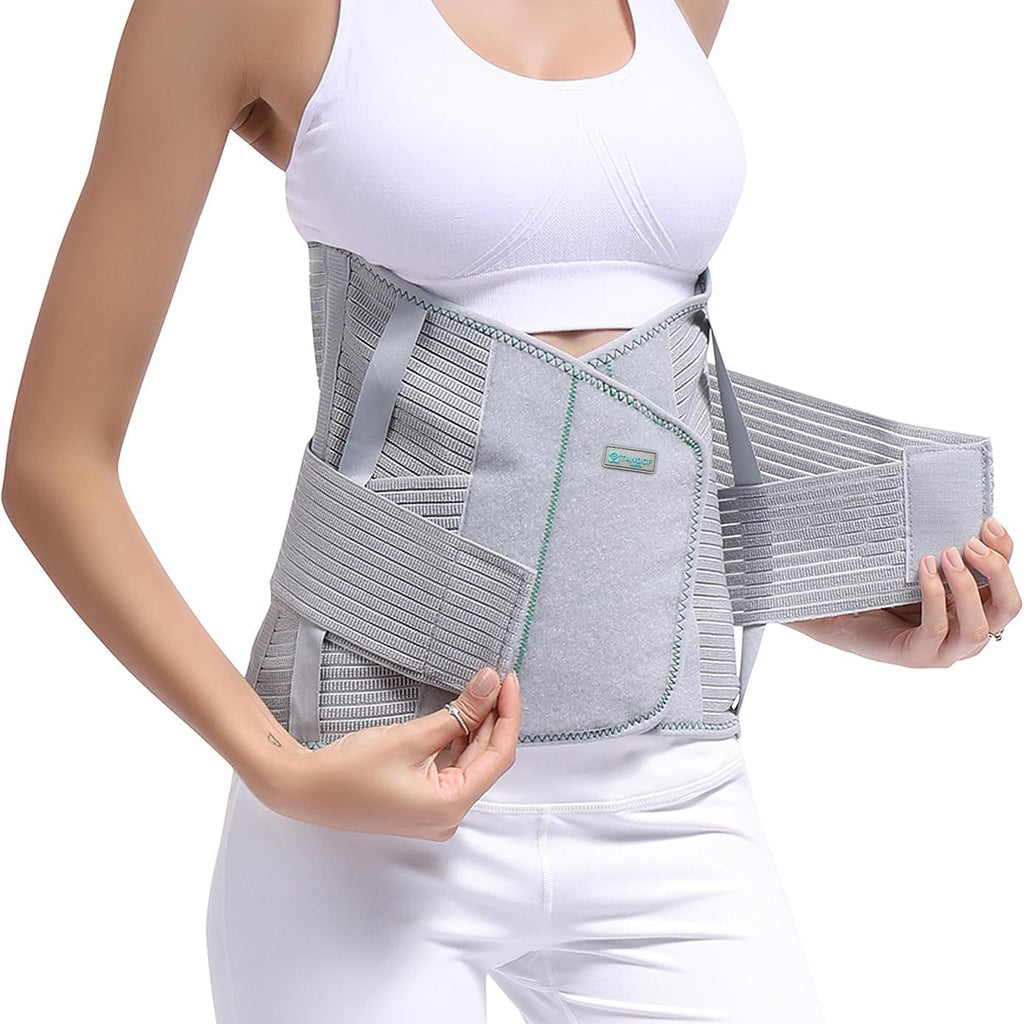 Adjustable Lumbar Back Brace Support Belt for Men and Women with Aluminum Inserts

