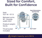 Drive Medical Folding Steel Bedside Commode Chair 3-in-1 Adjustable Height 7.5 Qt Bucket

