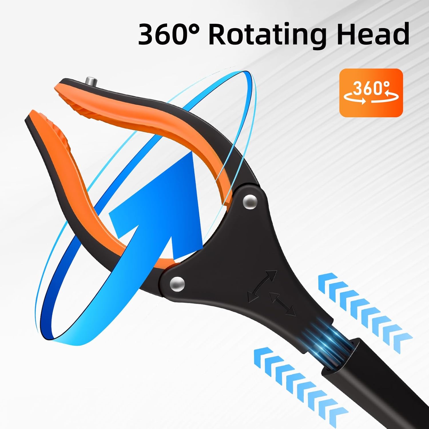 Grabber Reacher Tool with 360° Rotating Jaw and Magnetic Tip, Foldable Pickup Tool

