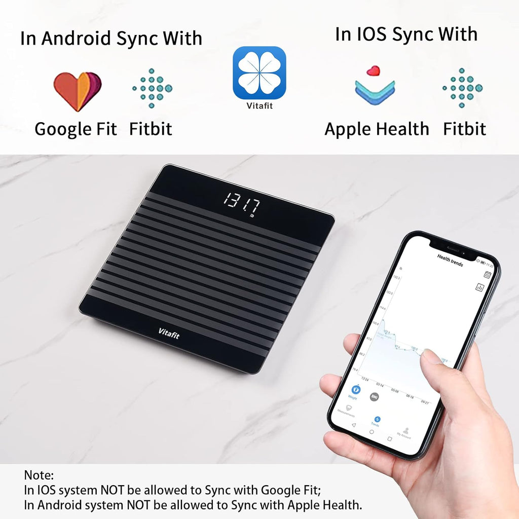Vitafit Anti-Slip Smart Digital Bathroom Scale with BMI and App


