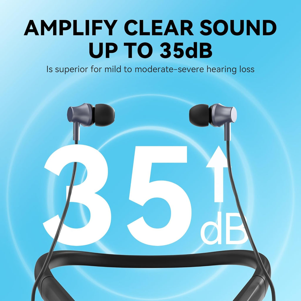Diggingsound Neckband Bluetooth Rechargeable Hearing Aids for Seniors, Type-C

