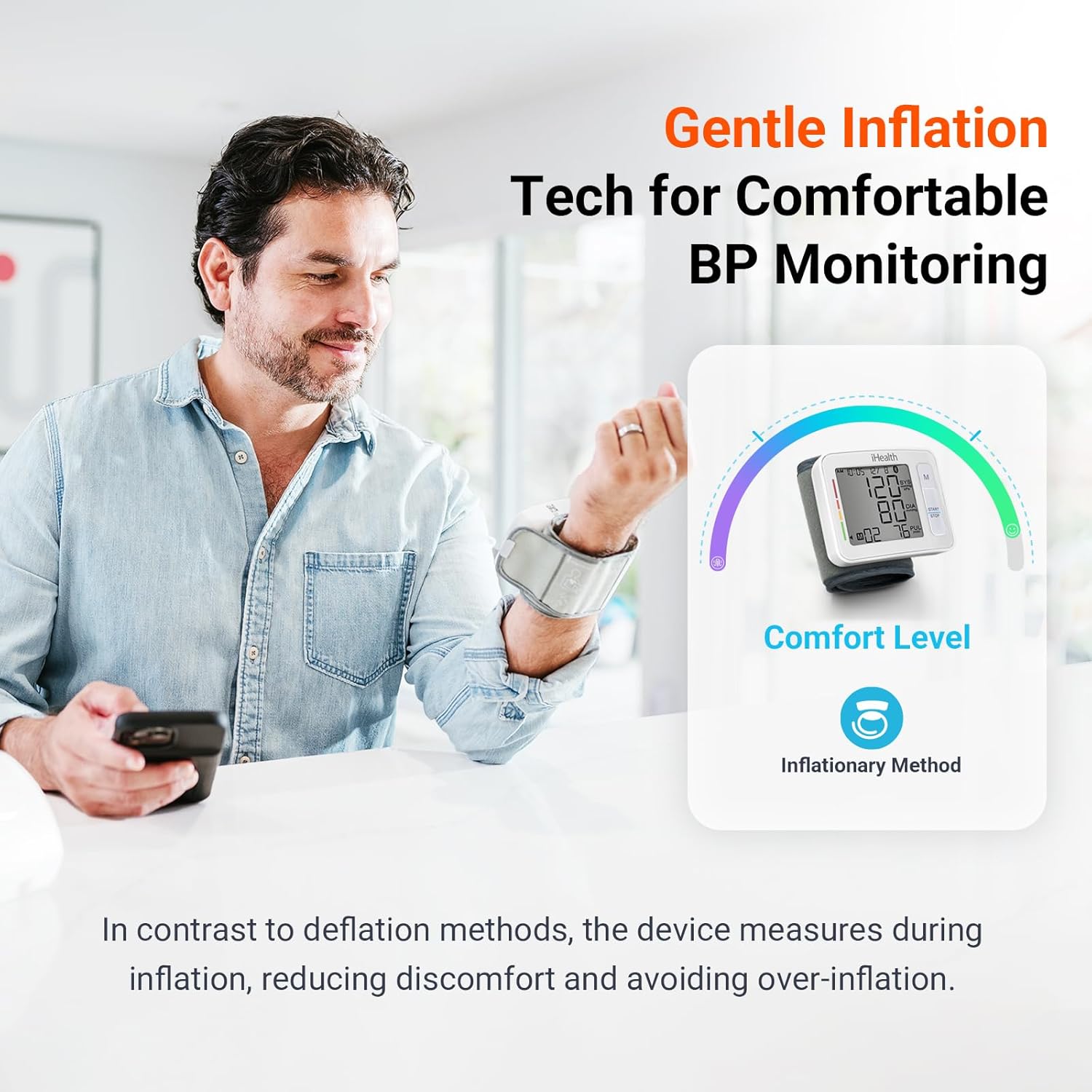 iHealth Push Wrist Blood Pressure Monitor with Bluetooth, App, Large Display & Case


