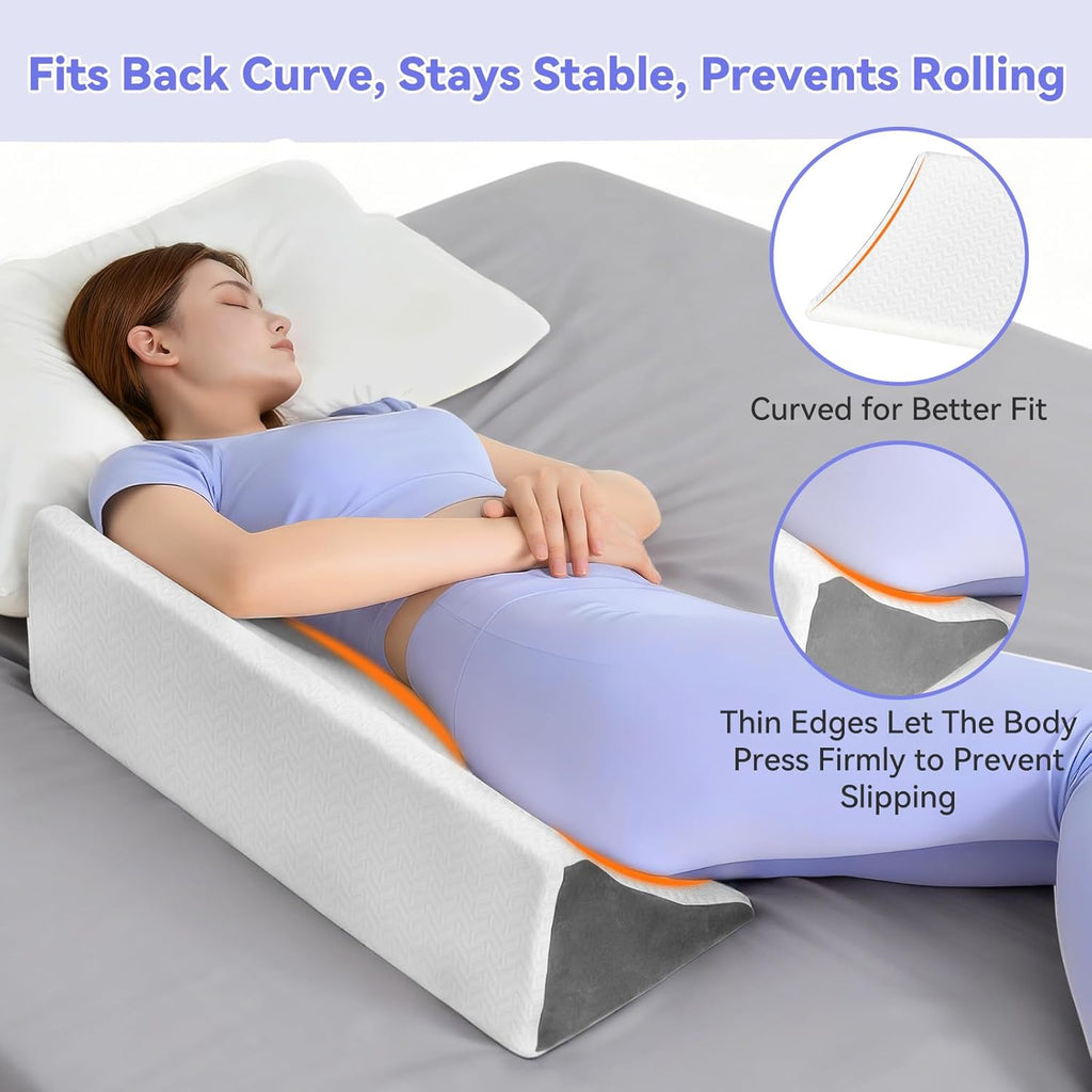 Vekkia Wedge Pillow for Side Sleeping with High-Density Foam and Back Support

