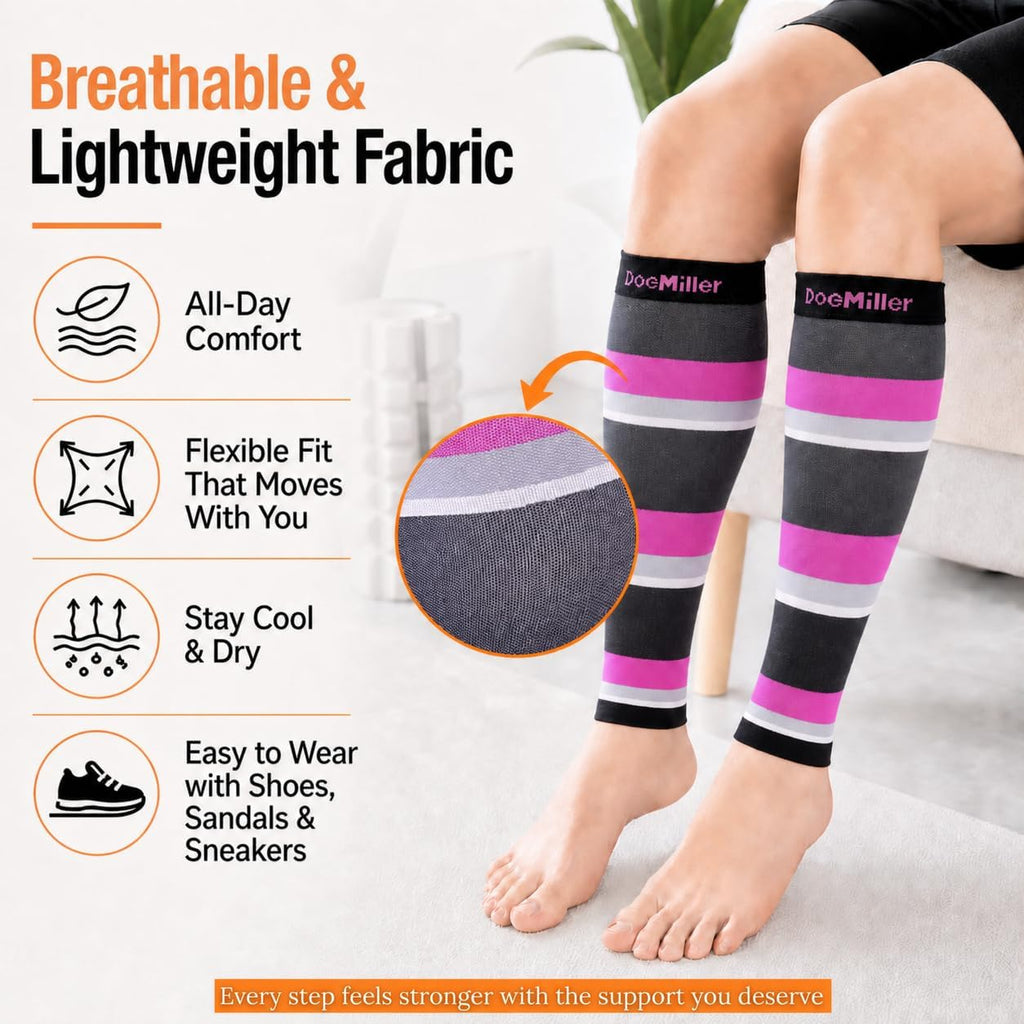 Doc Miller Graduated Compression Calf Sleeve 20–30 mmHg, Footless, 1 Pair

