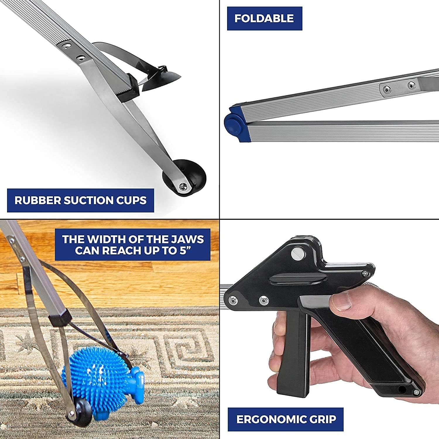 MEDca Foldable Reacher Grabber Tool with Suction Cup Tip for Easy Reaching

