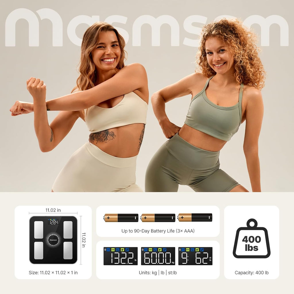 Smart Body Composition Scale with Large Display, 6 Metrics, App & Apple Watch Sync

