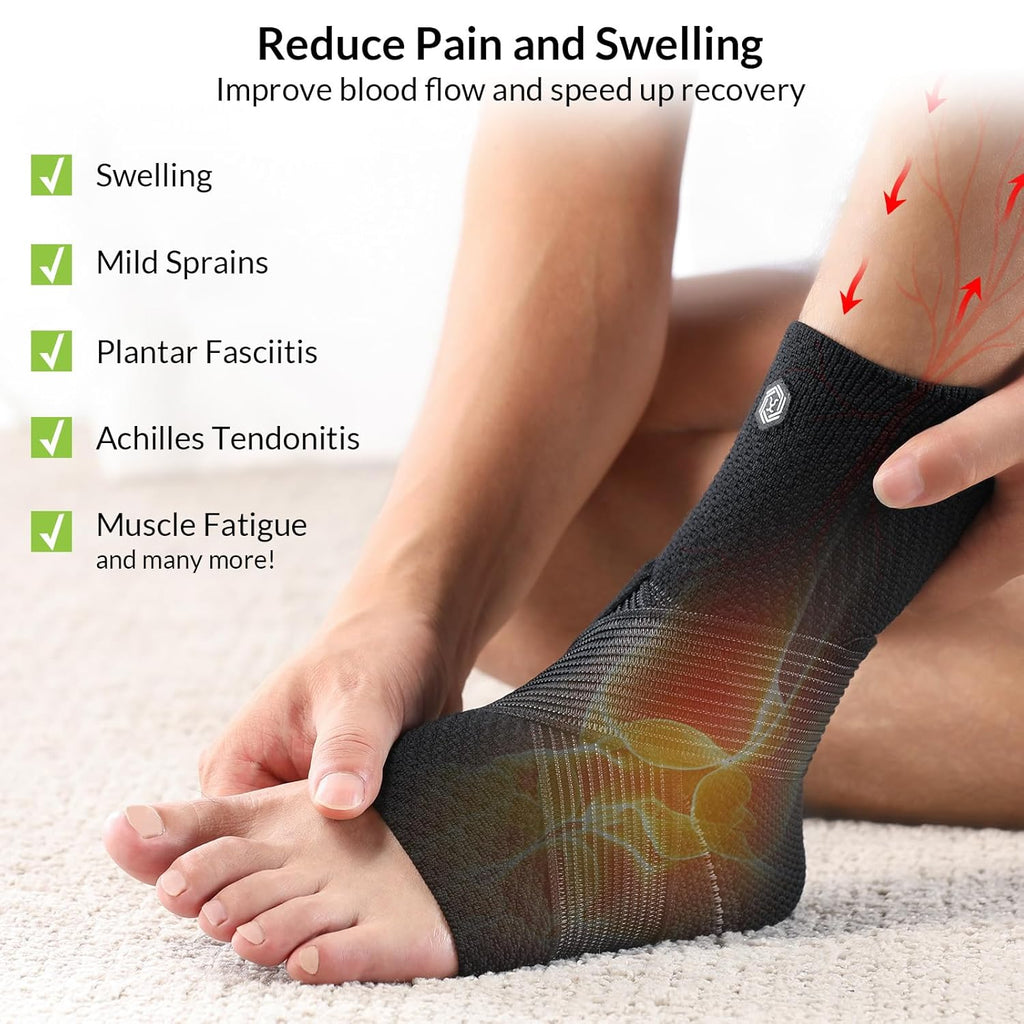 ZOELION Ankle Brace Compression Sleeve with Removable Fishnet Strap for Plantar Fasciitis

